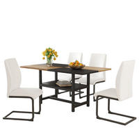 ESSGRUPPE DE-39342 5-teilig, mit Abstellregal und 4 PU-Sesseln Weiß - Weiß, Holzwerkstoff (160/76/90cm) - ComfortXL