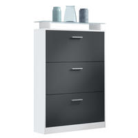 SCHUHSCHRANK Lavia Front in Schwarz mattt - Schwarz, Holzwerkstoff (89/128/23cm) - Vladon
