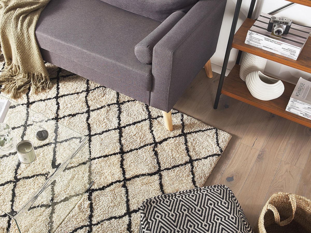 SHAGGY-TEPPICH Midyat 200/200 cm - Beige, Kunststoff (200/200cm) - Beliani