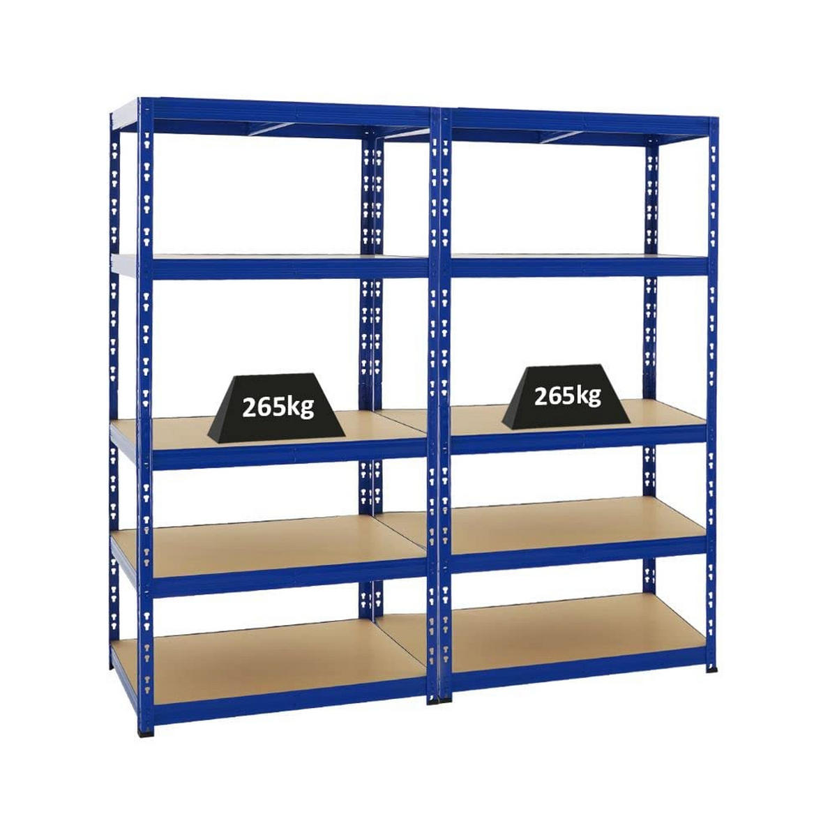 SCHWERLASTREGAL Tiger 2er-Set mit 2x 180x90x60 cm Fachlast 265 kg Blau - Blau, Metall (180/180/60cm) - PROREGAL