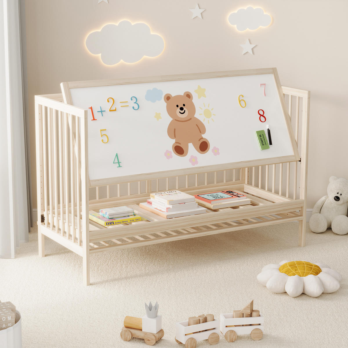 BABYBETT 140x60x90cm Natur Fichte Höhenverstellbar umwandelbar - Naturfarben, Holz - FLIEKS