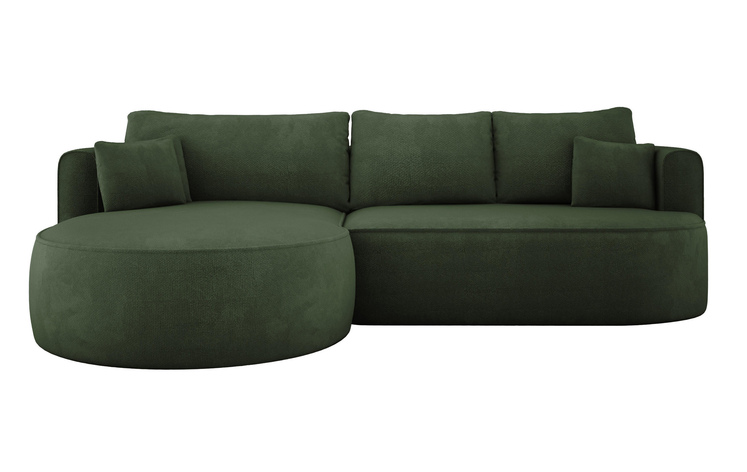 ECKSOFA FIORE-L Moderne Ausziehbare Schlaf-Funktion, automatischer Auffaltung, lose Rückenkissen freistehend LINKS 284x183x82 cm Forest green - Waldgrün, Holz/Textil (183/284cm) - DomoHome