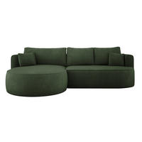 ECKSOFA FIORE-L Moderne Ausziehbare Schlaf-Funktion, automatischer Auffaltung, lose Rückenkissen freistehend LINKS 284x183x82 cm Forest green - Waldgrün, Holz/Textil (183/284cm) - DomoHome