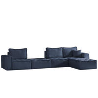 BOHOO modulare Ecke XL Blau Rechts - Blau, Holz (382/192cm) - Kaiser Möbel