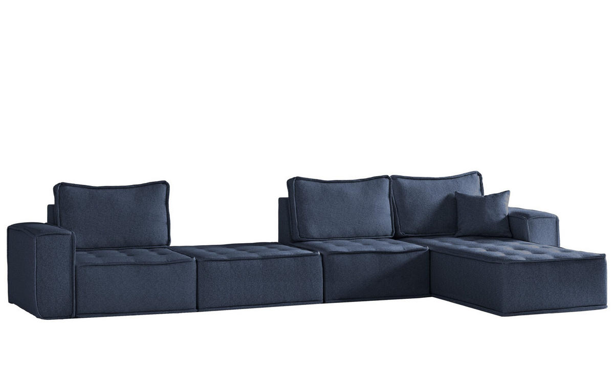 BOHOO modulare Ecke XL Blau Rechts - Blau, Holz (382/192cm) - Kaiser Möbel