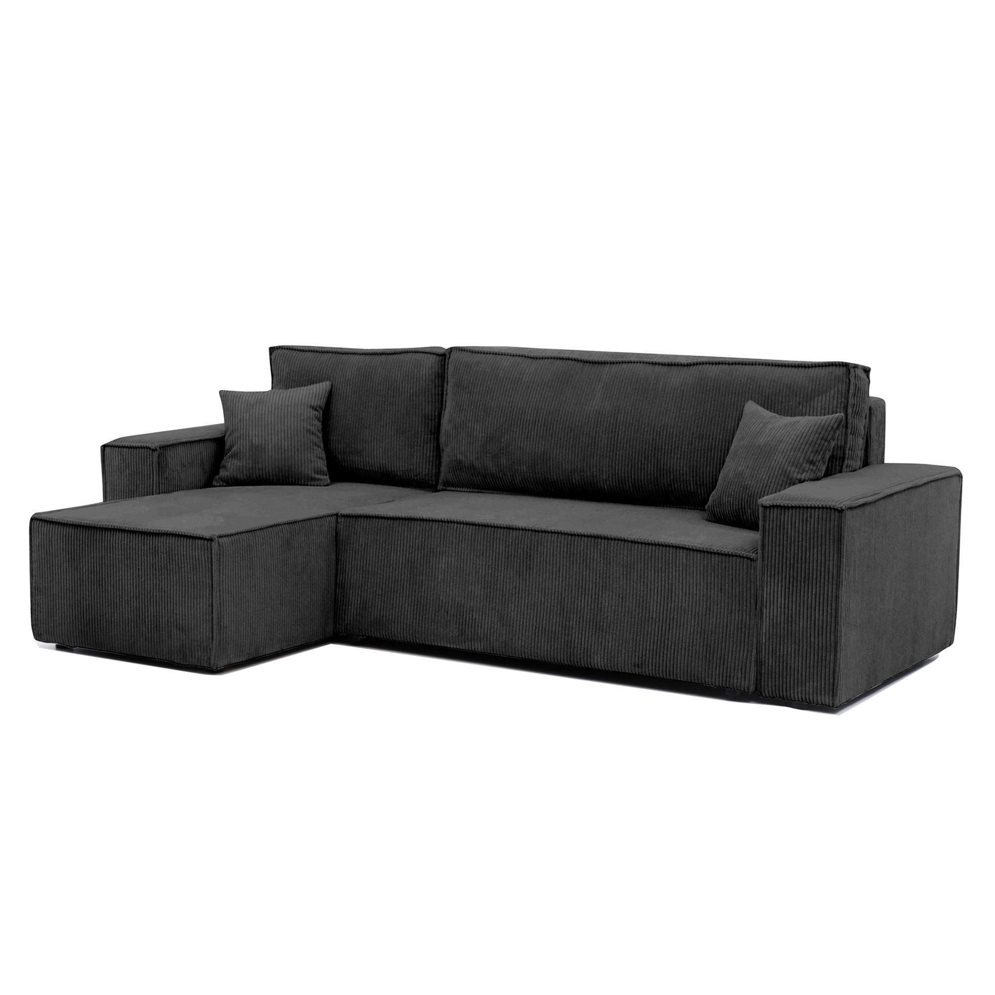 ECKSOFA Paris mit Schlaffunktion Cord - Schwarz, Textil (244/155cm) - Idohome