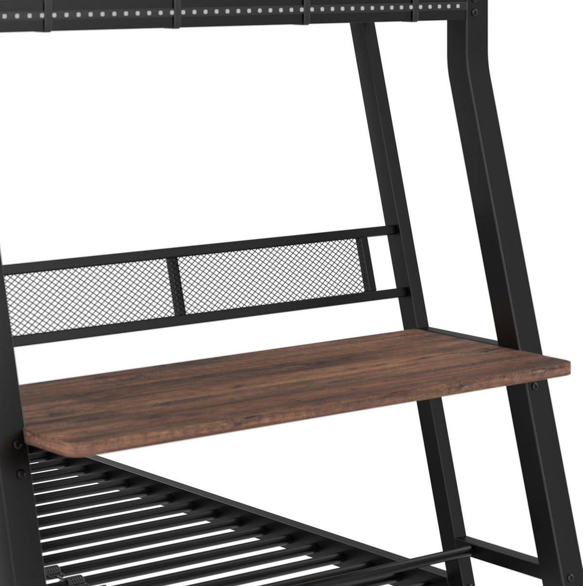 HOCHBETT 90/200 cm aus Metall mit LED-Leiste, Schreibtisch, Schwarz - Schwarz, Metall (90/200cm) - OKMYHOME