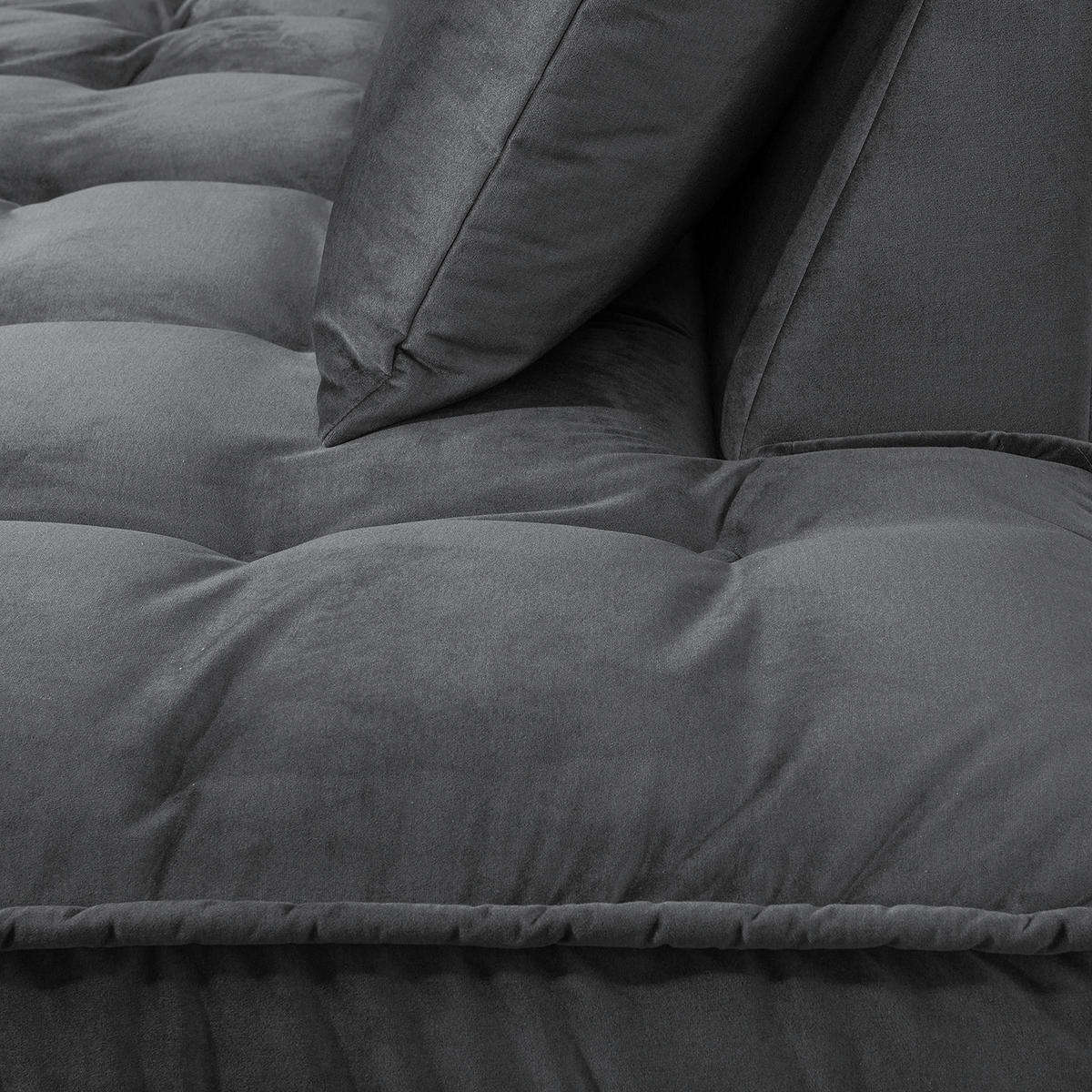 ECKSOFA mit Ottomane - Samt - Schwarz, Textil/Metall (288/245cm) - home24