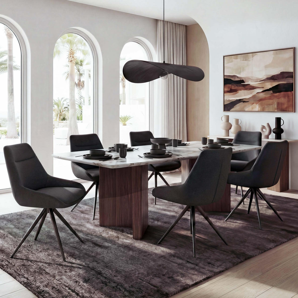 ESSZIMMERSTUHL Anthrazit 6er-Set - Anthrazit, Textil (51/86/60cm) - MCW