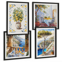 BILDER SET 4er Set - 50x50 cm & 40x60 cm Schwarzer Rahmen - Gemälde von Zitronenbäumen - Schwarz, Kunststoff (50/50cm) - TULUP