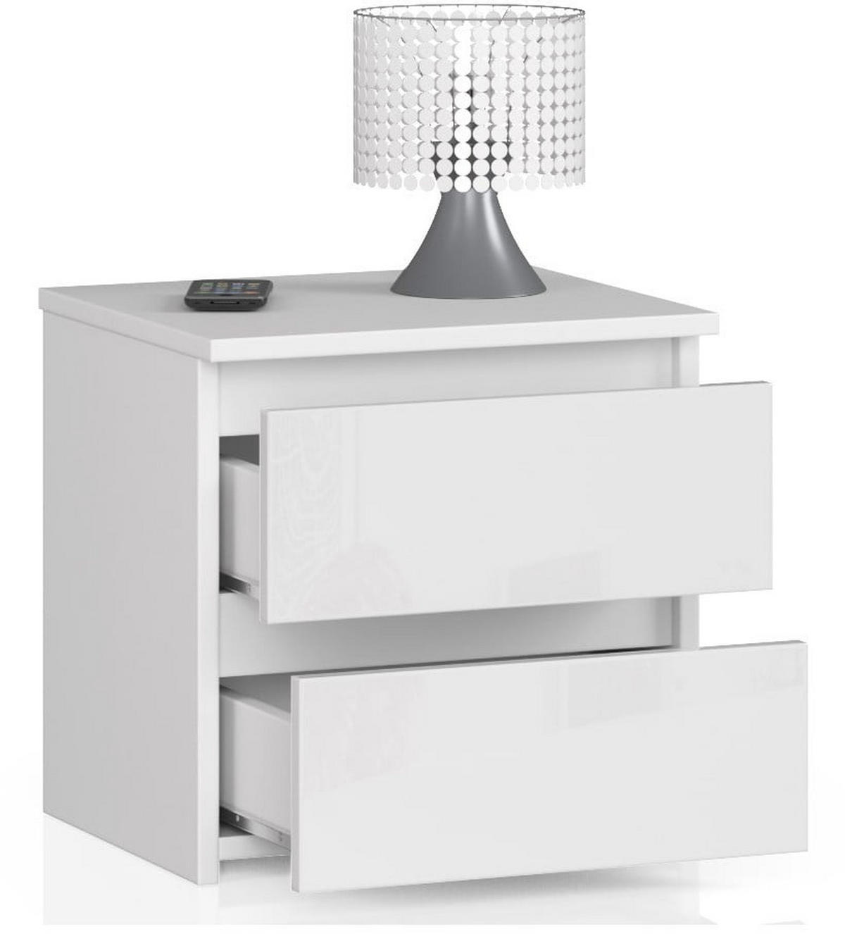 NOĆNI ORMARIĆ Bijeli, Bijeli sjaj 40/40/35 - bijela, drvni materijal (40/40/35cm) - RAUMHIRSCH FURNITURE