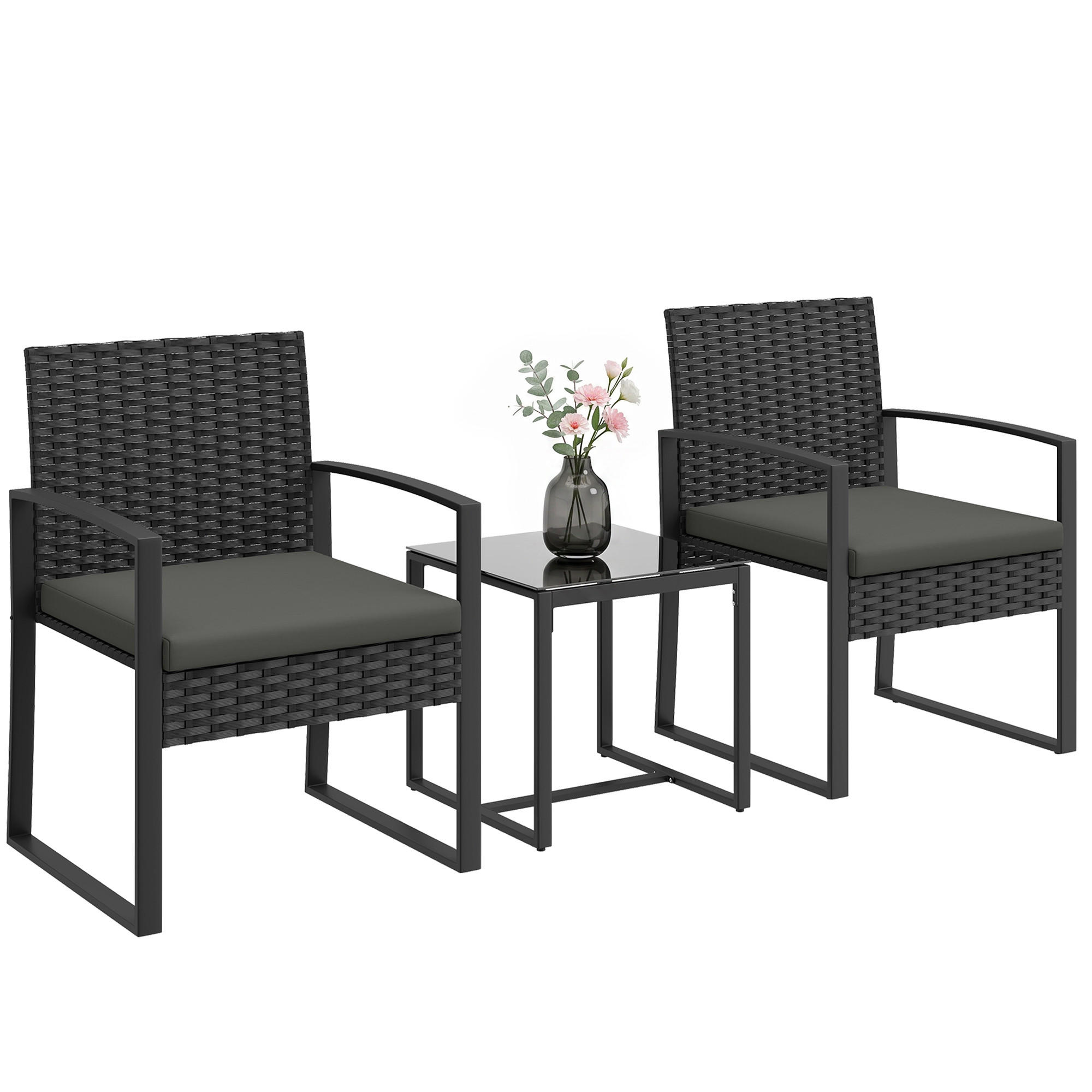 XXXLutz Rattan-Stuhl Dunkelgrau 55x76x58 cm