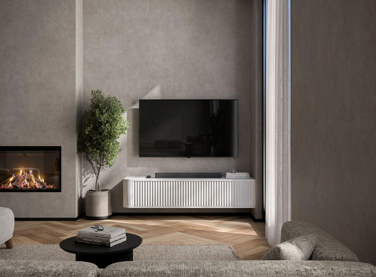 TV komoda Aurora matná biela 140 cm - biela, kompozitné drevo (140/30/35cm) - Meble Lindner