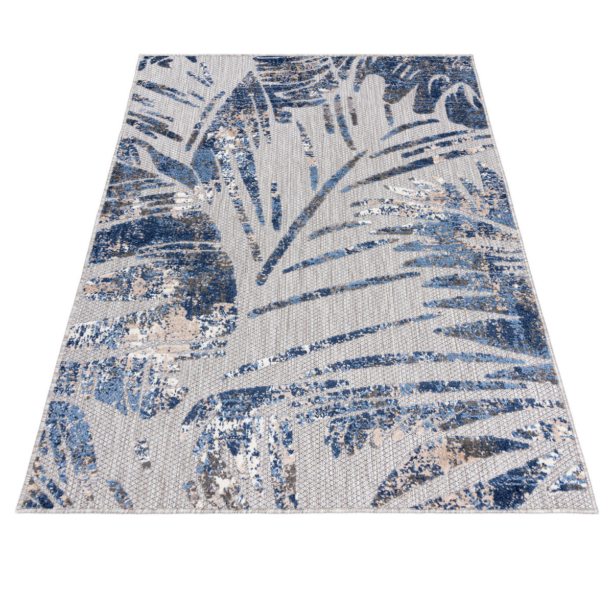 TEPPICH Outdoor Blue Pflanzlich Kurzflor Rechteckig Grey - 120x170 cm - Blaugrau, Textil (120/170cm) - Mazovia