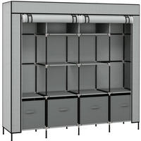 STANDKLEIDERSCHRANK 166/42,5/169,5 cm in Dunkelgrau mit Stoffbezug und 4 Schubladen - Dunkelgrau, Metall (166/169.5/42.5cm) - BEAOK