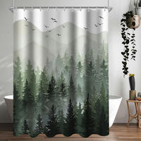 DUSCHVORHANG Wald 200 x 160 cm Wasserabweisend Waschbar - Olivgrün, Textil (200/160cm)