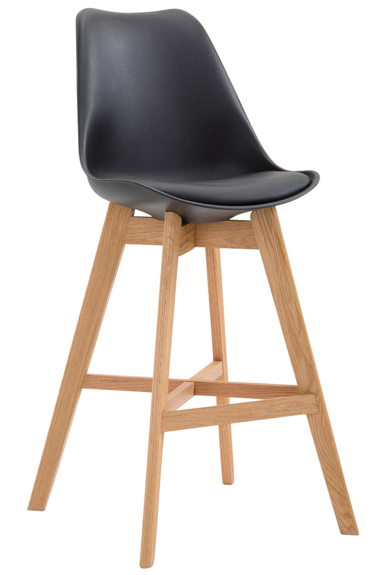 BARHOCKER Canada, Gestell Natura, Kunststoff Schwarz - Schwarz/Naturfarben, Holz/Kunststoff (48/100/56cm) - TPFLiving