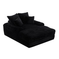 RELAXLIEGE Cordstoff mit Memory-Schaum und 4 Kissen 137/175/63 cm Schwarz - Schwarz, Textil (137/63/175cm) - Redom