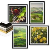 WANDBILDER 4er-Set - 50x50 cm & 40x60 cm Schwarzer Rahmen - Italienische Landschaften, Zitrushügel - Schwarz, Kunststoff (50/50cm) - ArtPrintCave
