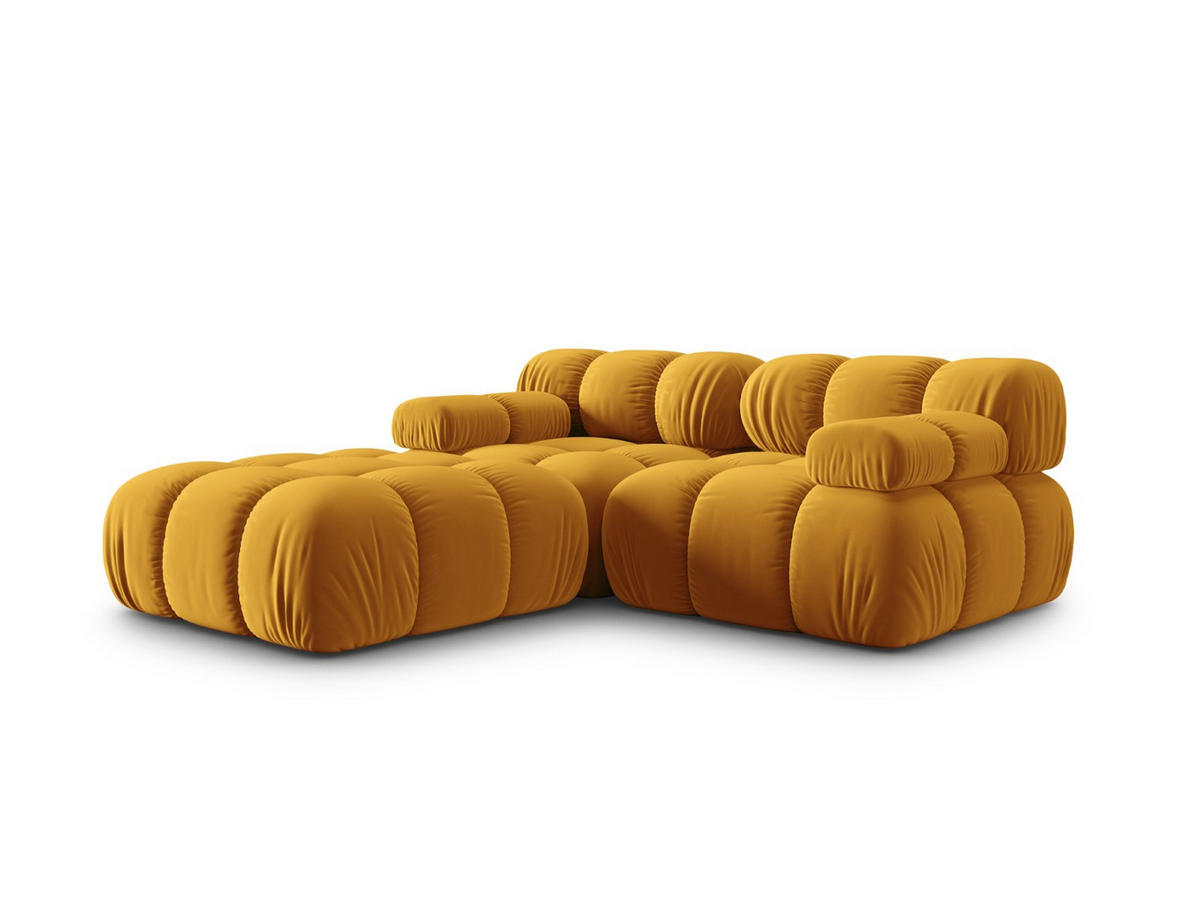 MODULARES-SOFA Bellis aus Samt gelb 3 Sitzplätze - Gelb, Textil (188/63/188cm) - Micadoni