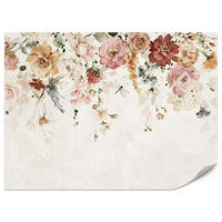 FOTOTAPETE für Esszimmer Aquarellblumen Blätter Pflanzen Pfingstrosen Rosen 500x350 - Multicolor, Papier (500/350cm) - Muralo