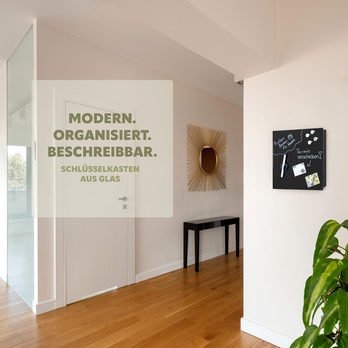 SCHLÜSSELKASTEN XL, schwarz - Schwarz Hochglanz, Metall (35/35/5cm) - bremermann