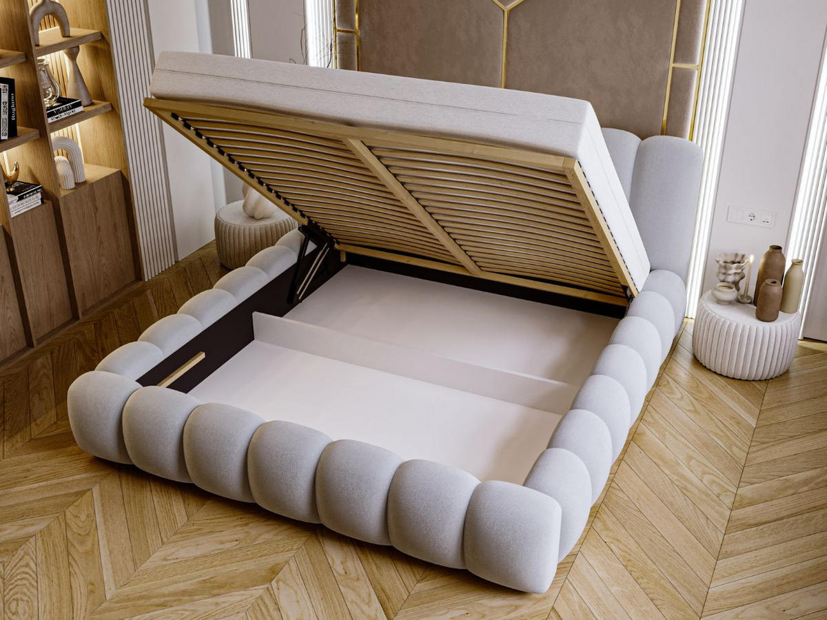 POLSTERBETT Averia 180x200 Hellgrau - Hellgrau, Textil (180/200cm) - Graingold