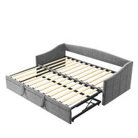 TAGESBETT 90x200cm/180x200cm Ausziehbett, Grau, Erweiterbares Schlafsofa, Samt - Grau, Textil/Metall (180/200cm)