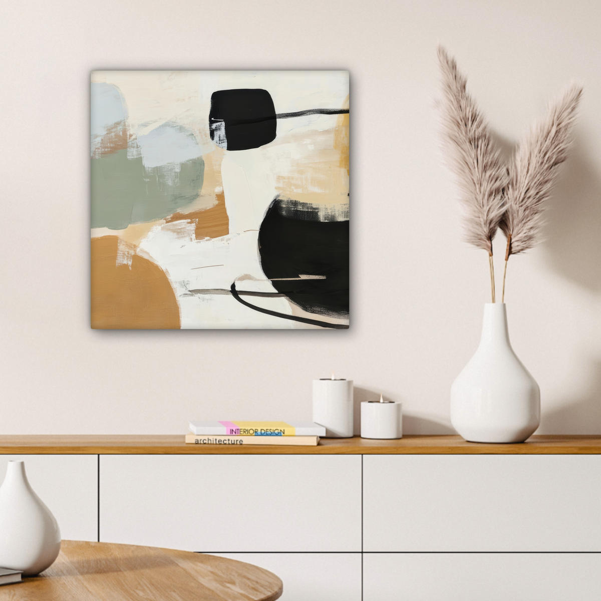 LEINWANDBILD Farbe - Abstrakt - Farben 50x50 cm - Currygelb, Textil (50/50cm) - MuchoWow