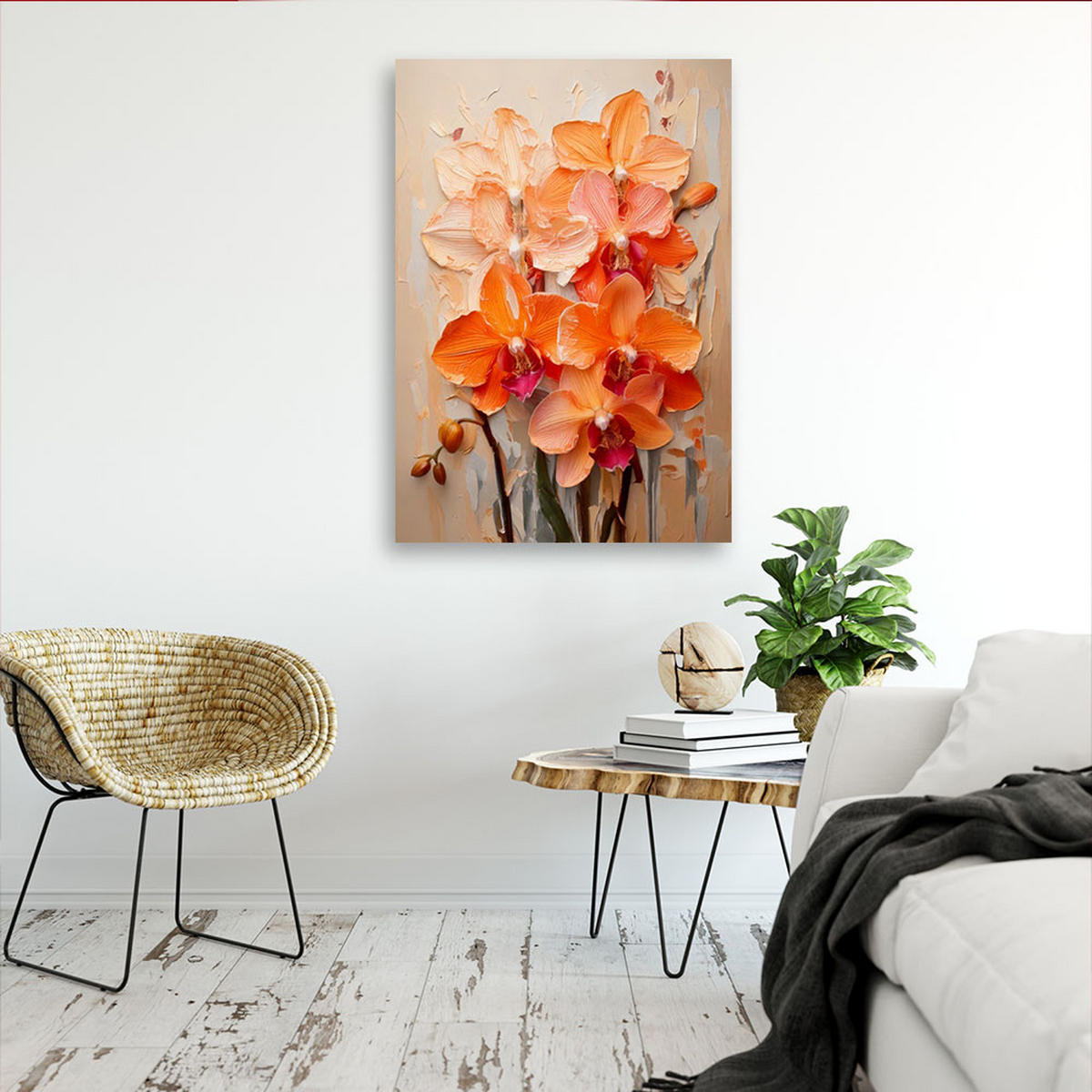 LEINWANDBILD Blumen 80x120cm - Orange, Textil (80/120cm) - Feeby