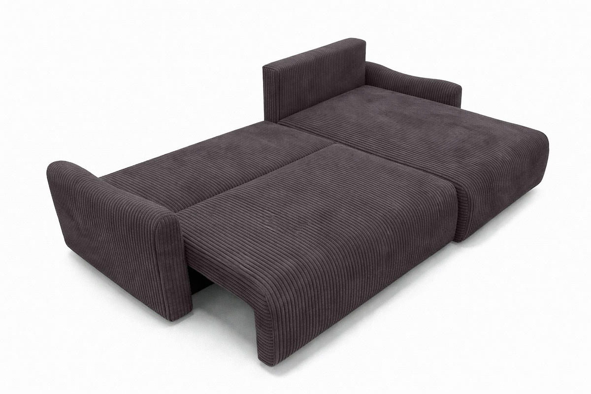 ECKSOFA Mit Schlaffunktion, Cordstoff Poso, Dunkelgrau, Rechts, JAPANDI - Dunkelgrau, Holz (262/145cm) - Kaiser Möbel