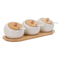GEWÜRZDOSE ZUCKERDOSE mit Deckel und Löffel (3-tlg. Set) - Weiß, Keramik (5.7/8.5cm) - Intirilife