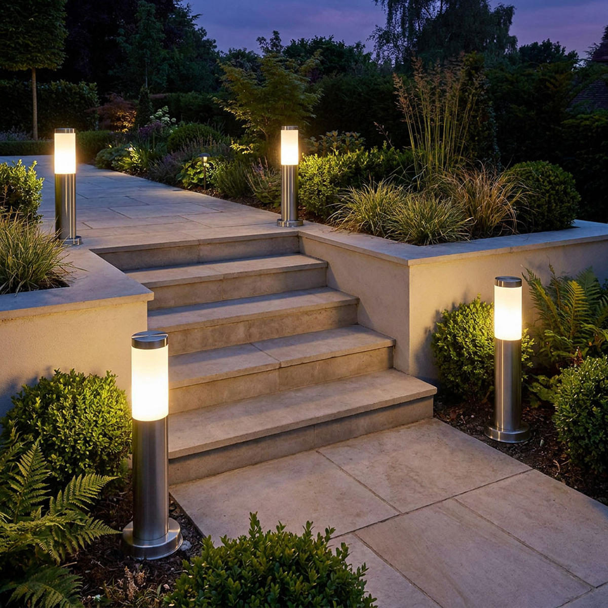LED AUSSENLEUCHTE Edelstahl Silber - Silberfarben, Kunststoff (7.8/7.8/45cm) - Globo Lighting