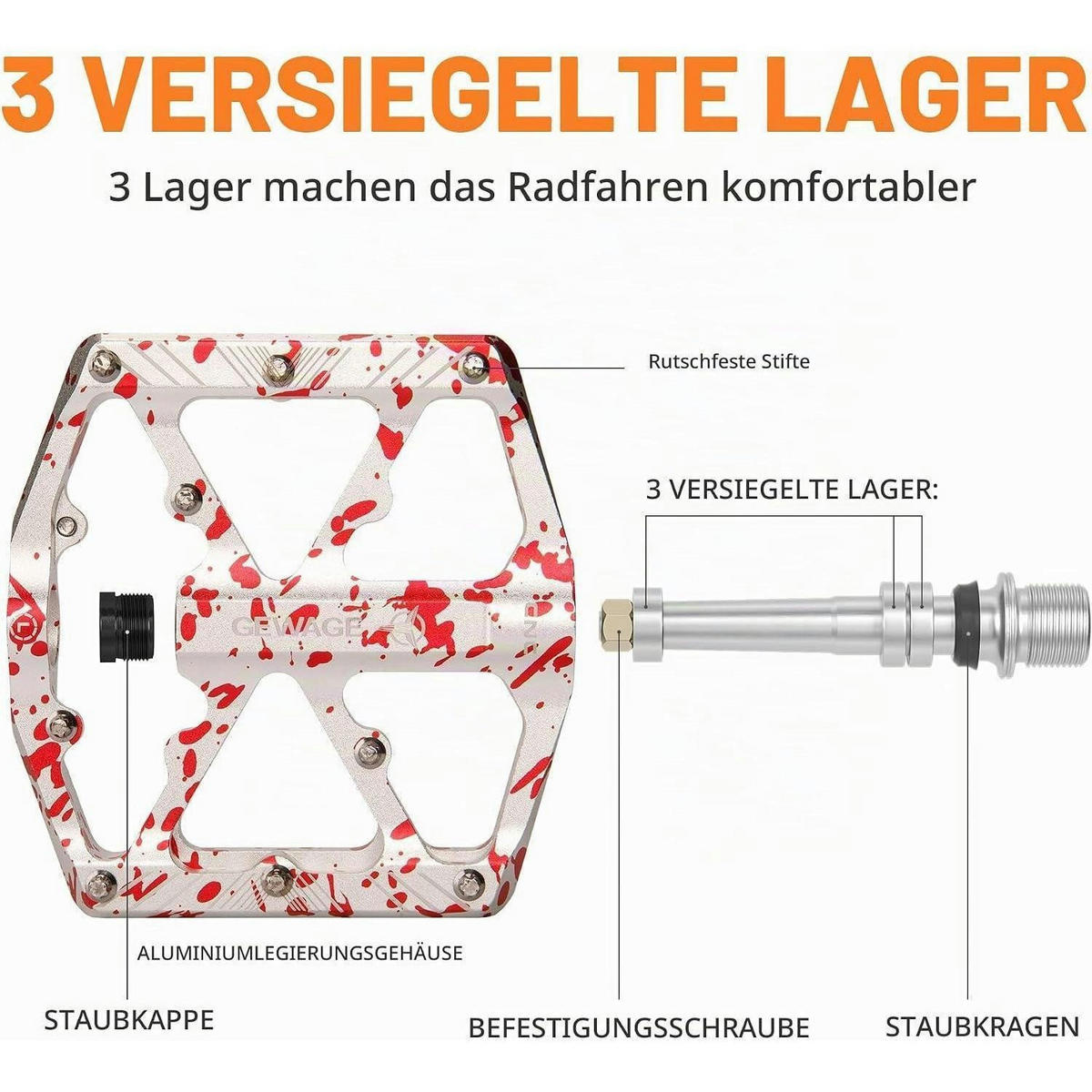 FAHRRADPEDALE mit Reflektoren Aluminium CNC Silber-Spritzlack - Multicolor, Metall (10.1/1.5/11.8cm)