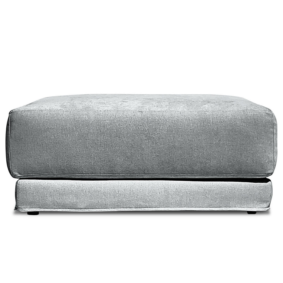 POLSTERHOCKER mit Wechselbezug - Webstoff - Hellgrau/Schwarz, Holz/Kunststoff (92/45/92cm) - home24