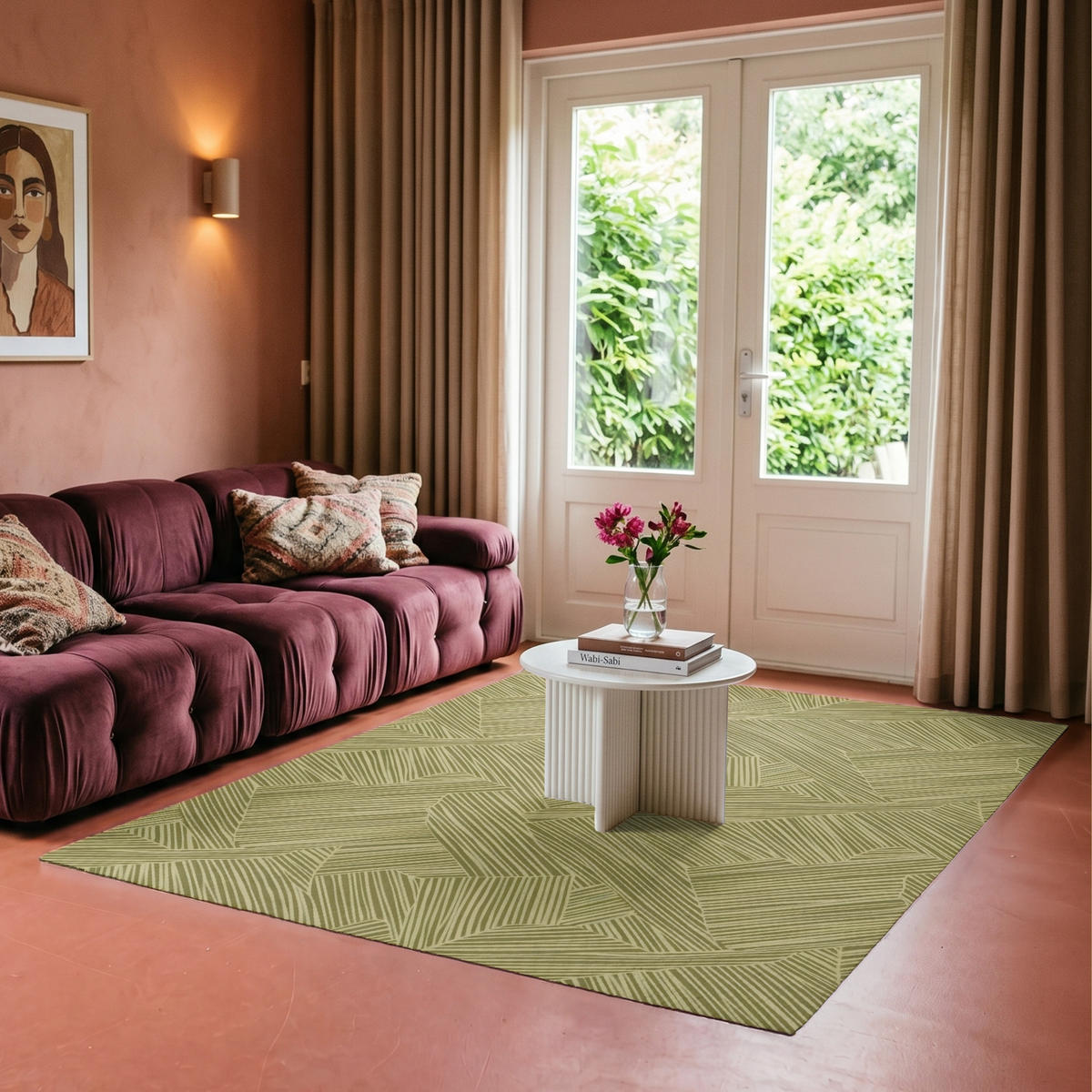 TEPPICH - Abstrakt - Modern - Grün - 150x230 cm - Olivgrün, Kunststoff/Textil (150/0.4cm) - OnlyWow
