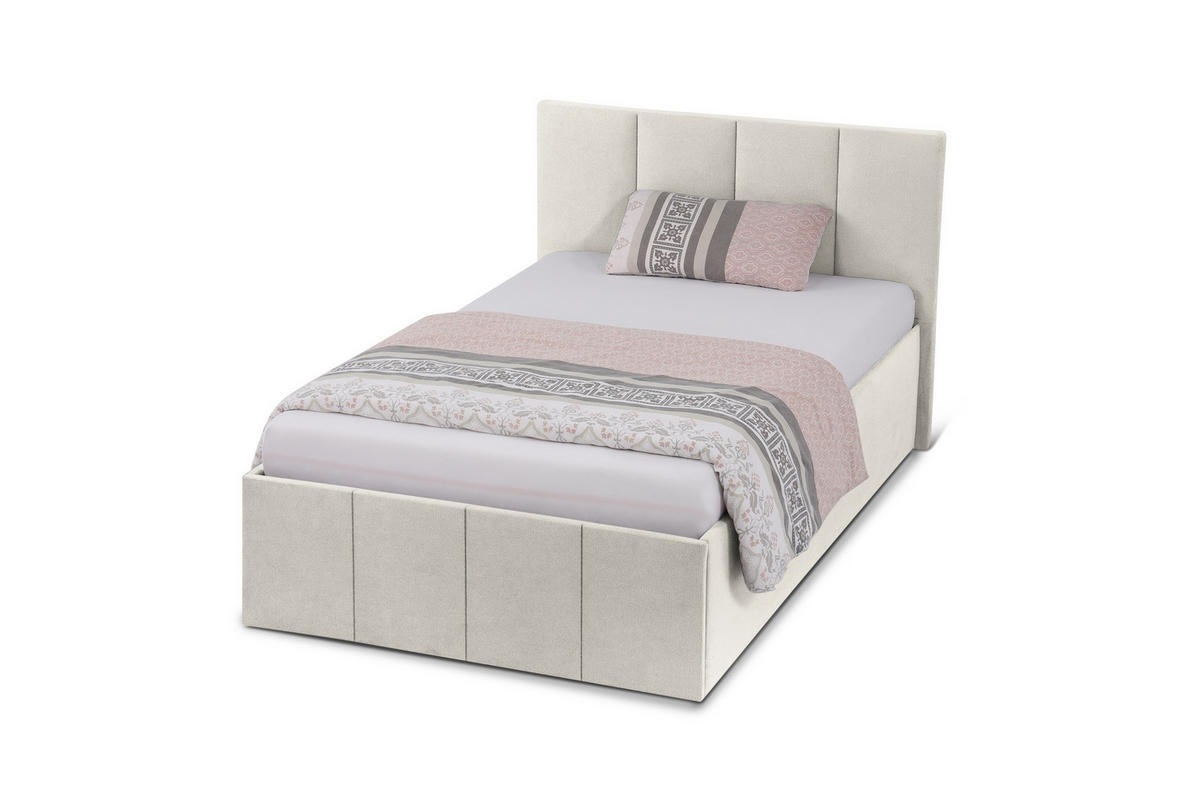 POLSTERBETT Dalas Beige 100 x 200 x 40 cm Stauraum Mit hochwertiger Matratze H2 (bis 100 kg) und Lattenrost - Beige, Holz (100/200cm) - Halmon Schlafkomfort Betten 