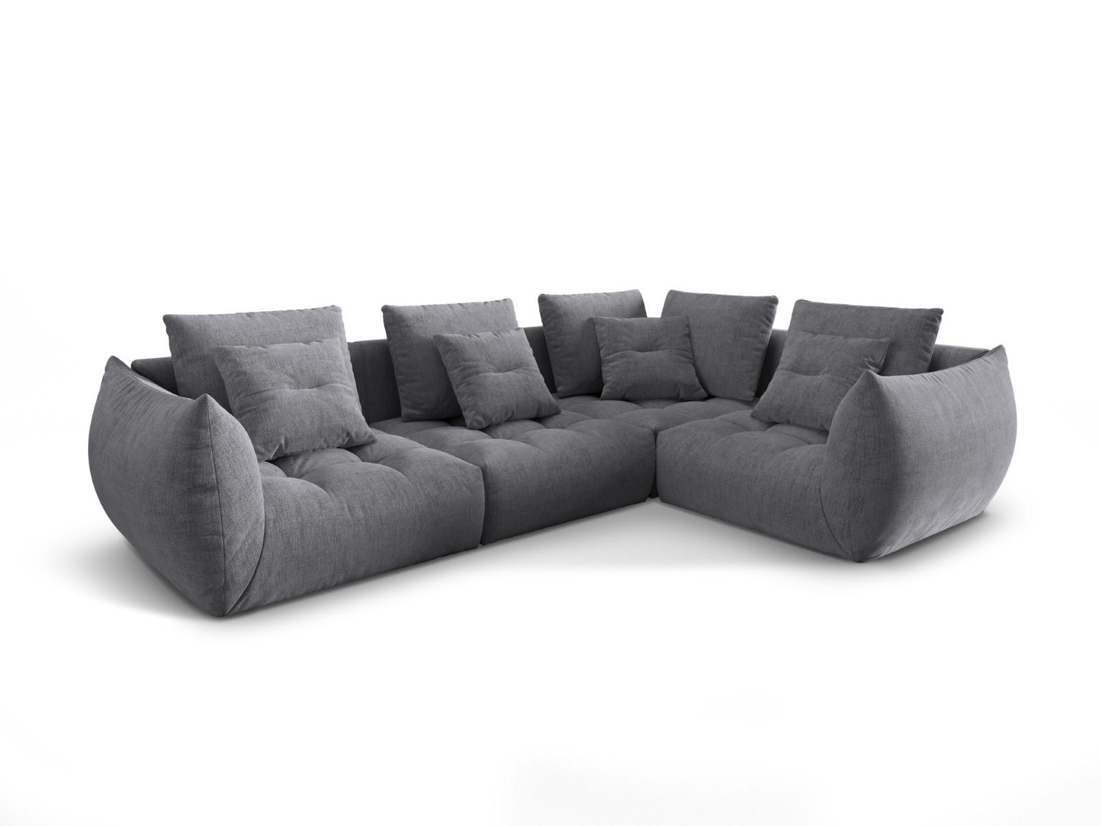 ECKSOFA modular rechts Bloom aus strukturiertem Stoff grau 3 Sitzplätze - Grau, Textil (216/316cm) - Micadoni