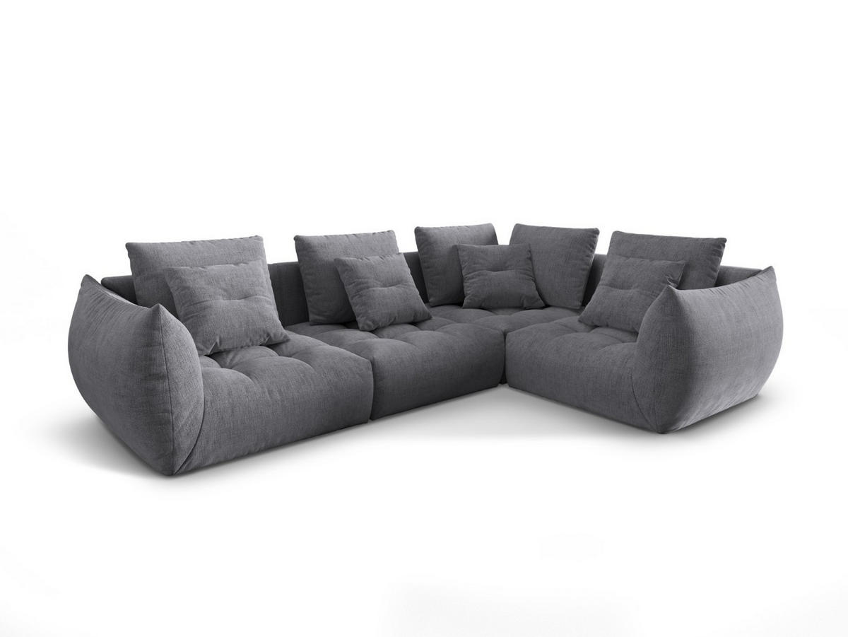 ECKSOFA modular rechts Bloom aus strukturiertem Stoff grau 3 Sitzplätze - Grau, Textil (216/316cm) - Micadoni