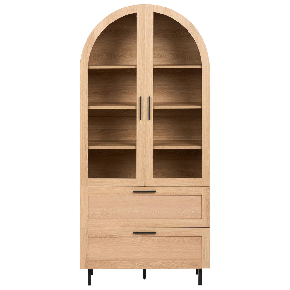 VITRINE mit Glastüren 80 cm Hellbraun Lachine - Hellbraun/Braun, Holzwerkstoff (80/175/40cm) - Beliani