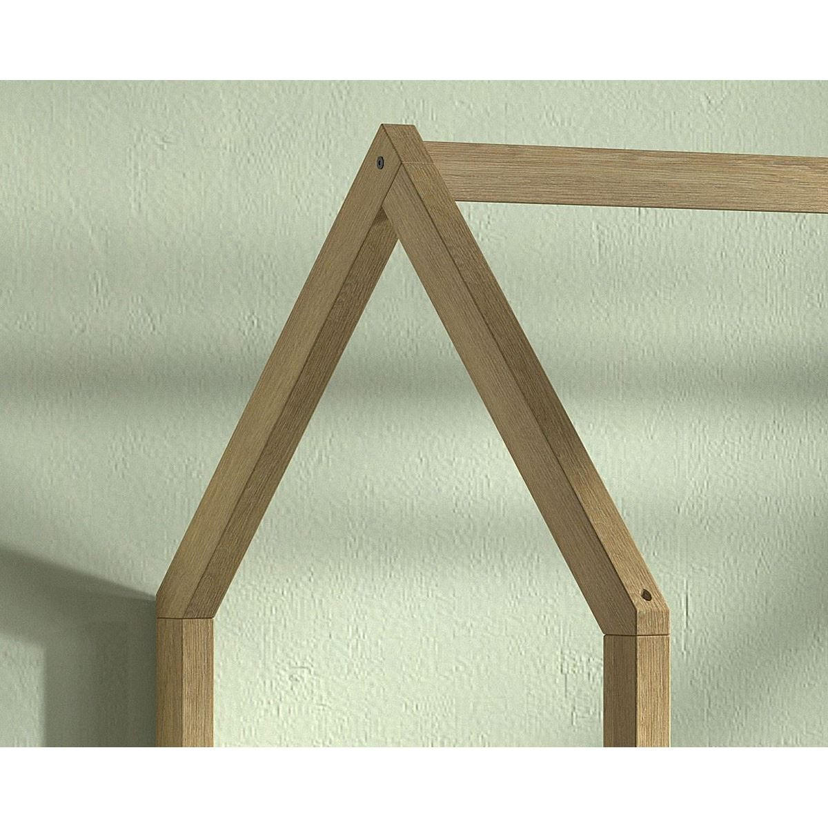 HAUSBETT Kandace 90x200 Eiche massiv natur mit Dachaufbau - Eichefarben, Holz (90/200cm) - 58aufmkessel