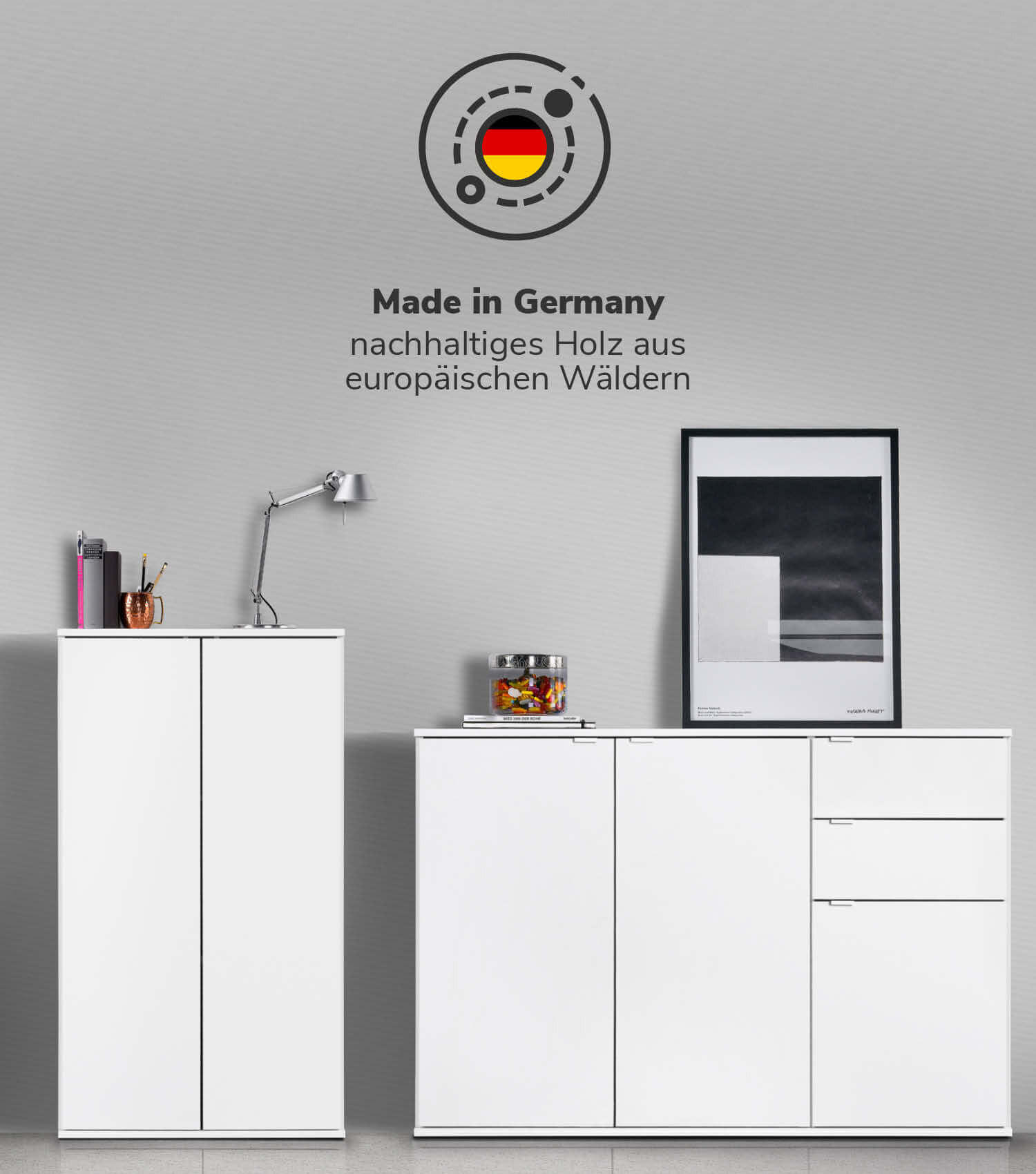 MEHRZWECKSCHRANK SET Der Allzweckwaffe - Anthrazit/Schwarz, Holzwerkstoff (117/110/34cm) - Mokebo