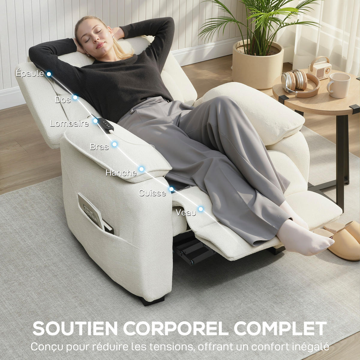 RELAXSESSEL DE-15411 150° neigbar mit Fußstütze Creme - Creme, Metall (86/103/90cm) - ComfortXL