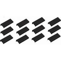ALUGRIFF 12er-Set Schwarz ~12,8 x 1,6 x 3,5 cm Lochabstand 64 mm mit Schrauben - Schwarz, Metall (1.6/3.5/12.8cm) - MCBOSON
