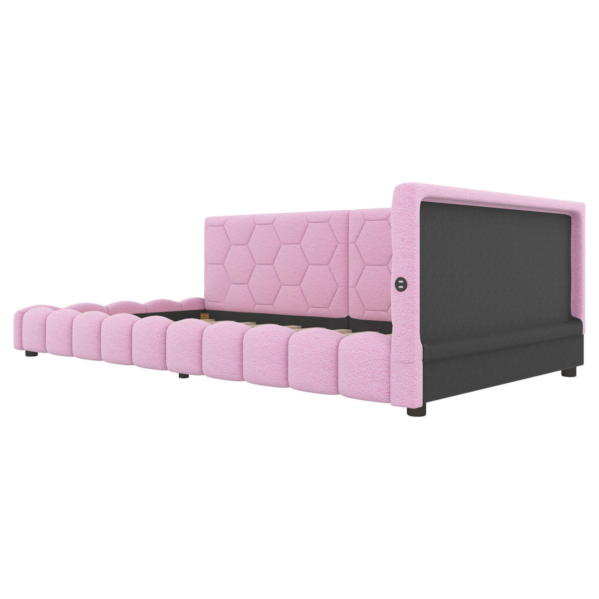 TAGEBETT 90x200cm Rosa Vliesimitat 16 Farben Umgebungslicht USB-C - Pink, Holz (90/200cm) - FLIEKS