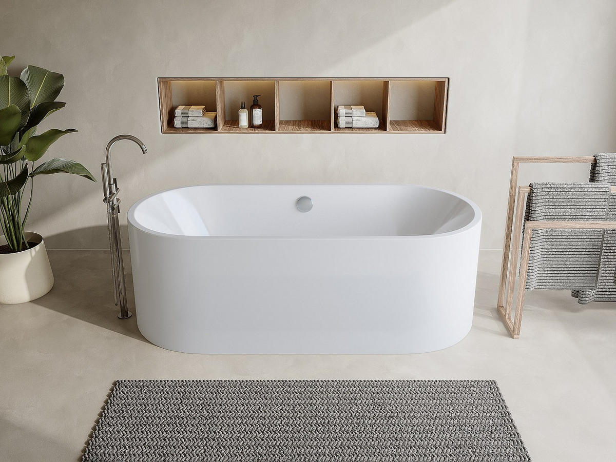 FREISTEHENDE Badewanne - 1 Person - acryl - weiß Katoucha - Weiß, Kunststoff (170/58/75cm) - Vente-Unique