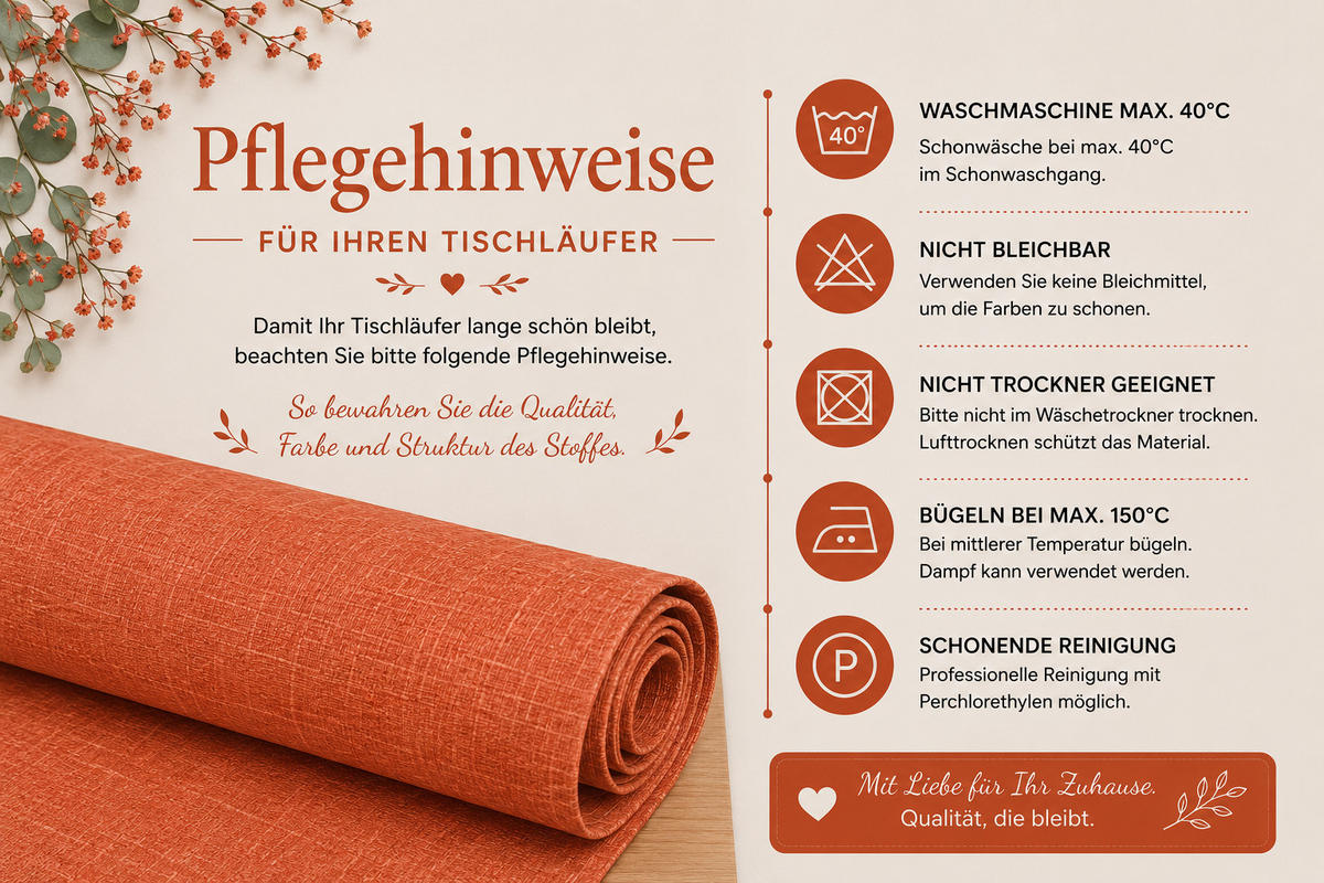 TISCHLÄUFER 33/160 cm Terracotta Leinenoptik - Terracotta, Textil (33/160cm) - TiborTex
