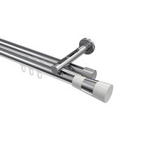 INNENLAUF-GARDINENSTANGEN-SET Siteno Tanara 480 cm (geteilt in 3 x 160 cm), 2-läufig, 20 mm Ø Chrom - Chromfarben/Weiß, Metall (480cm) - INTERDECO