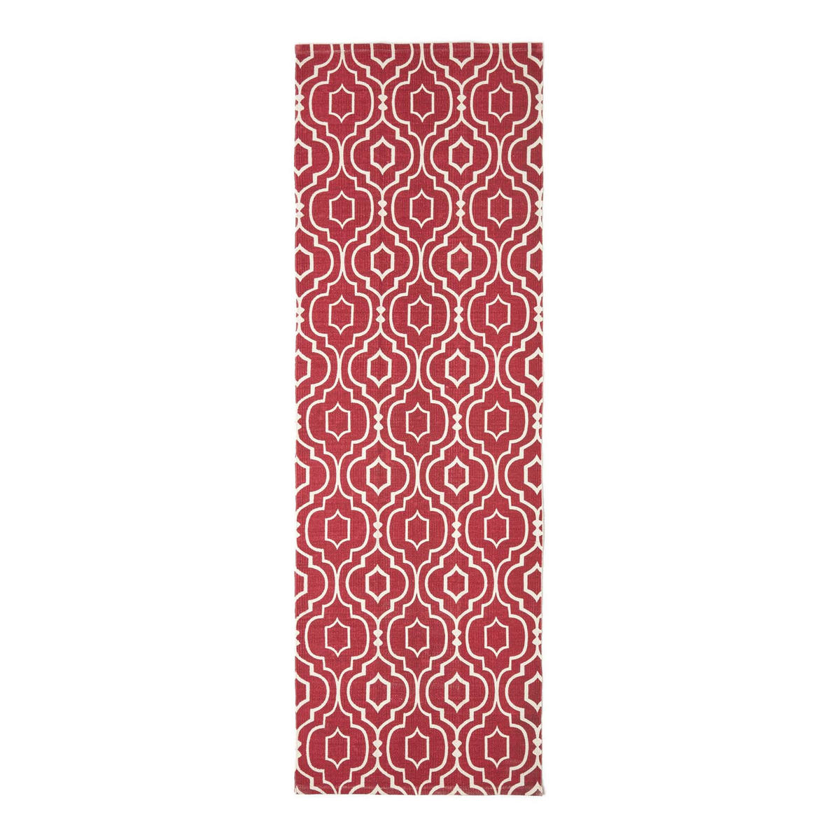 BAUMWOLLTEPPICH-LÄUFER Riga geometrisch 66/200 cm - Rot, Textil (66/200cm) - Homescapes