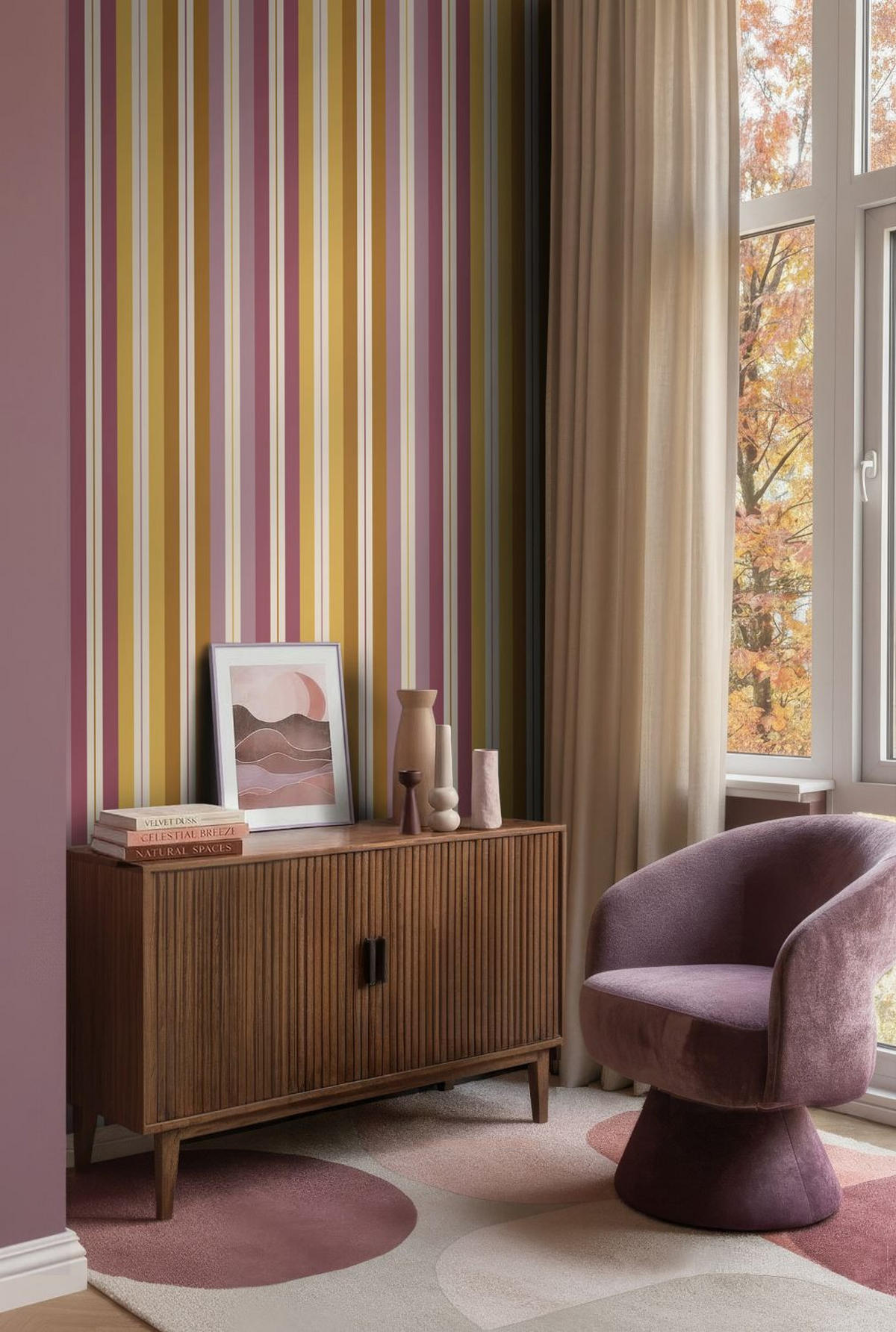 TAPETE Streifen 50 x 900 cm - Lila, Papier (50/900cm) - ESTAhome